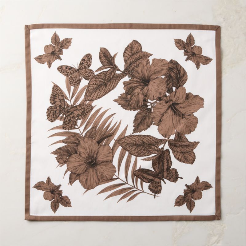 Everly White and Light Brown Organic Cotton Sateen Napkin - image 2 of 3