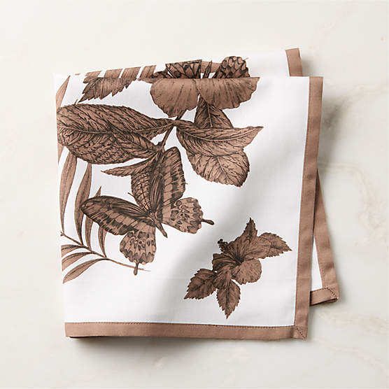 Everly White and Light Brown Organic Cotton Sateen Napkin