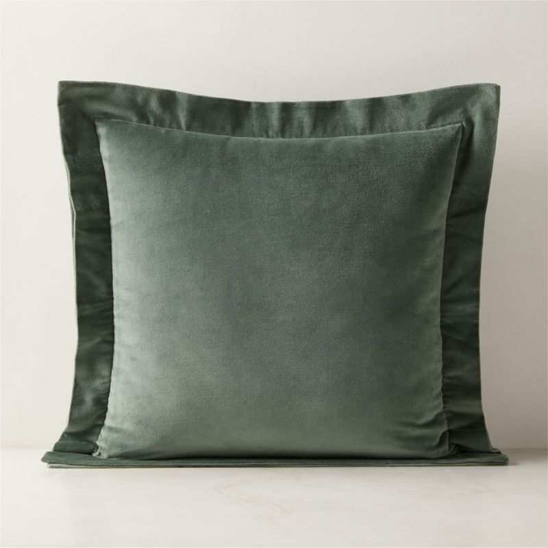 Evie Green Velvet Throw Pillow with Down-Alternative Insert 20" - image 2 of 5