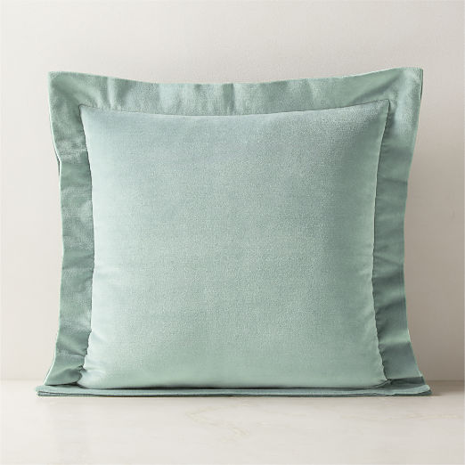 Evie Green Velvet Throw Pillow with Down-Alternative Insert 20"