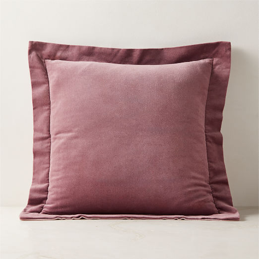 Evie Orchid Mauve Velvet Throw Pillow with Down-Alternative Insert 20"