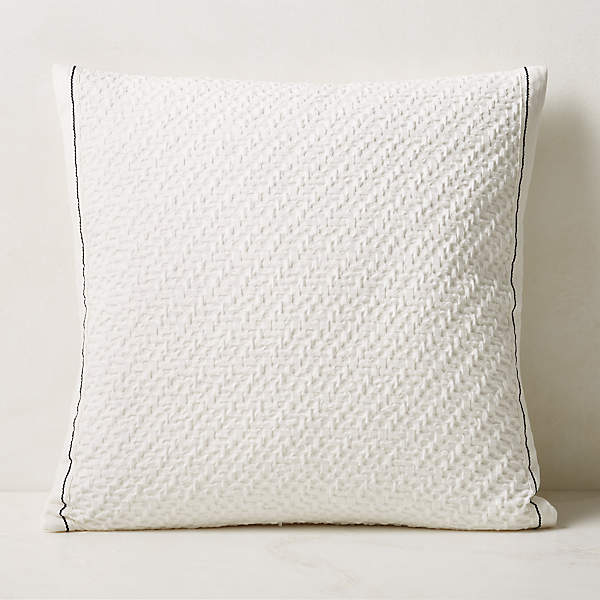 White Boucle Modern Throw Pillow with Down-Alternative Insert 23