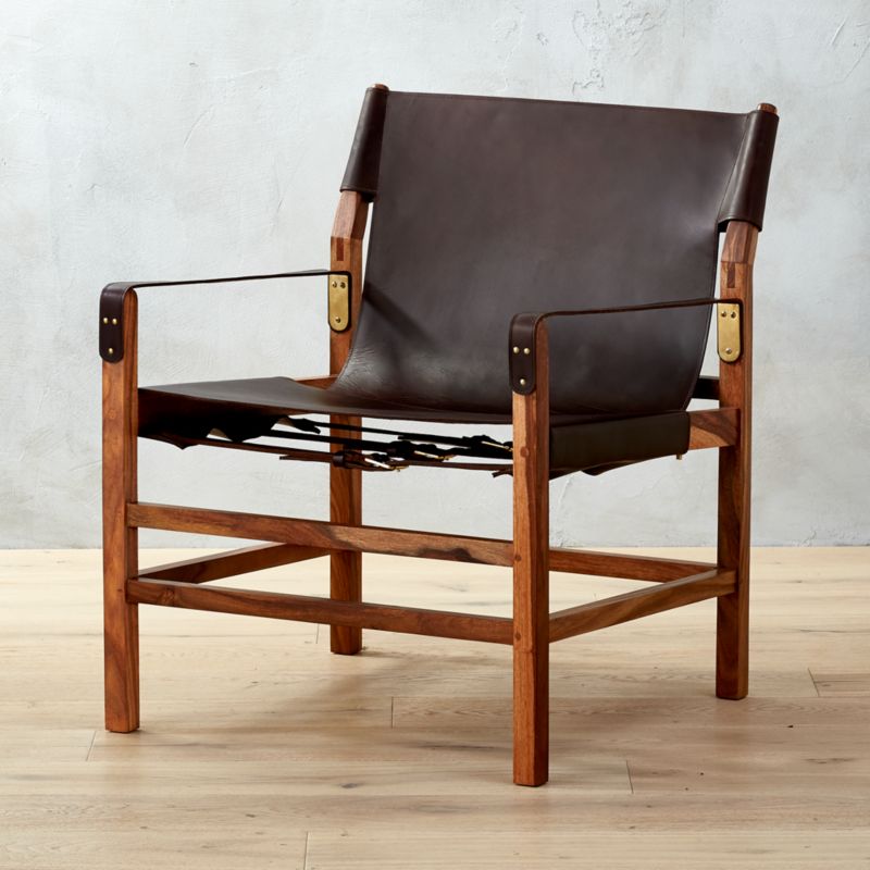 Wood Leather Chairs Cb2 Expat Ii Leather Safari Chair