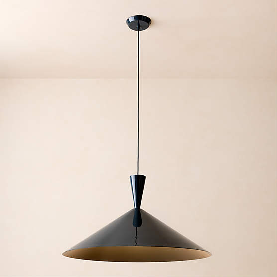 Exposior Midnight Blue Pendant Light Model 018 24.75" by Paul McCobb