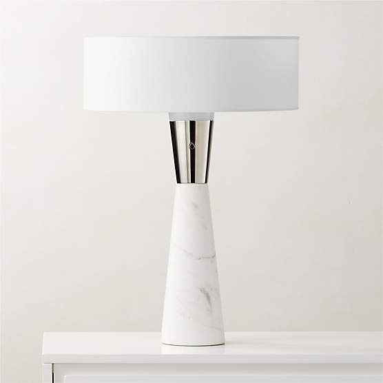 Matilde Modern Marble Table Lamp with Black Shade + Reviews CB2