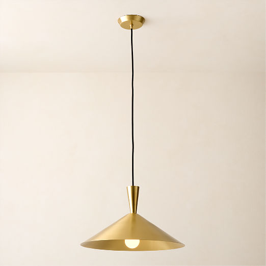 Exposior Polished Brass Pendant Light Model 018 16.75" by Paul McCobb