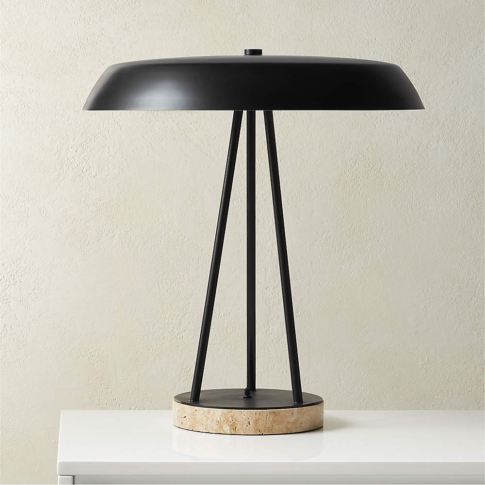 Paul Mccobb Exposior Travertine Table, Bell Jar Table Lamp Cb2