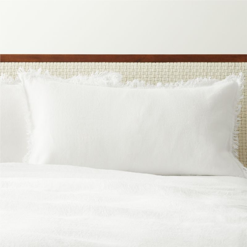 View Eyelash Belgium Linen White King Shams Set of 2 details