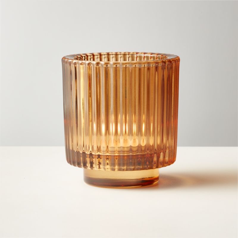 View Ezra Amber Glass Tealight Candle Holder details