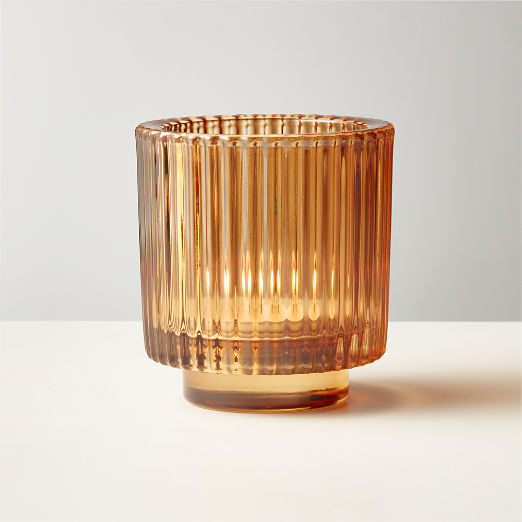 Ezra Amber Glass Tealight Candle Holder