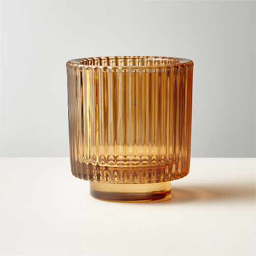 Ezra Amber Glass Tealight Candle Holder