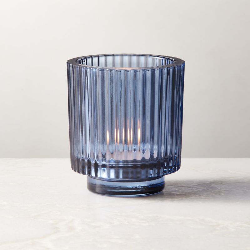 Ezra Blue Glass Tealight Candle Holder - image 0 of 6