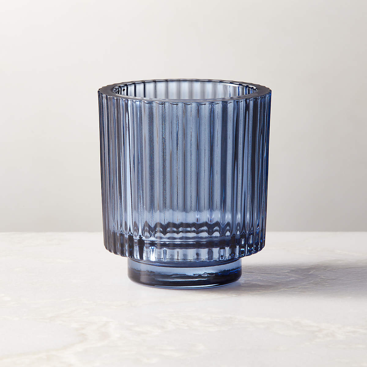 Ezra Blue Glass Votive Candle Holder Reviews Cb2