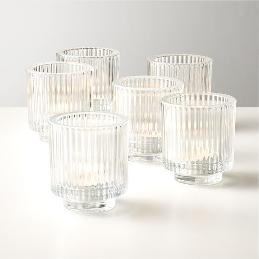 Ezra Glass Tealight Candle Holders Set of 6