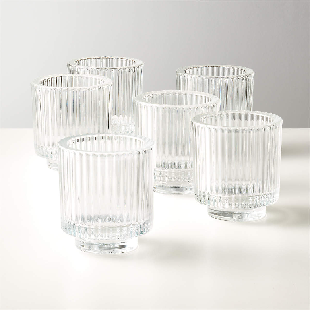 Ezra Glass Modern Votive Candle Holders Set of 6