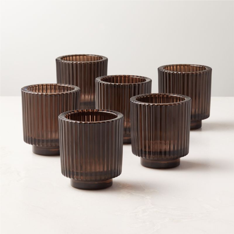 View Ezra Dark Brown Tealight Candle Holders Set of 6 details