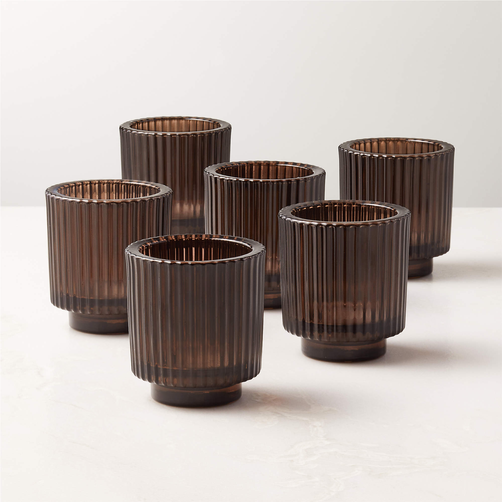 Ezra Dark Brown Modern Votive Candle Holders Set of 6 + Reviews CB2