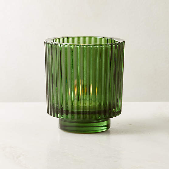 Ezra Green Glass Tealight Candle Holder