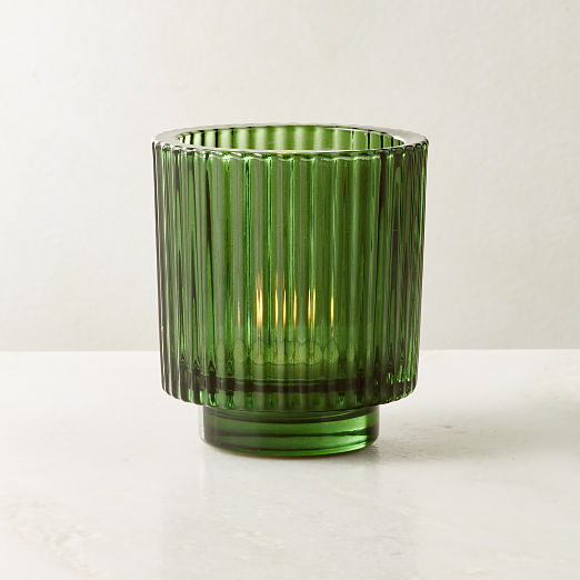 Ezra Green Glass Tealight Candle Holder