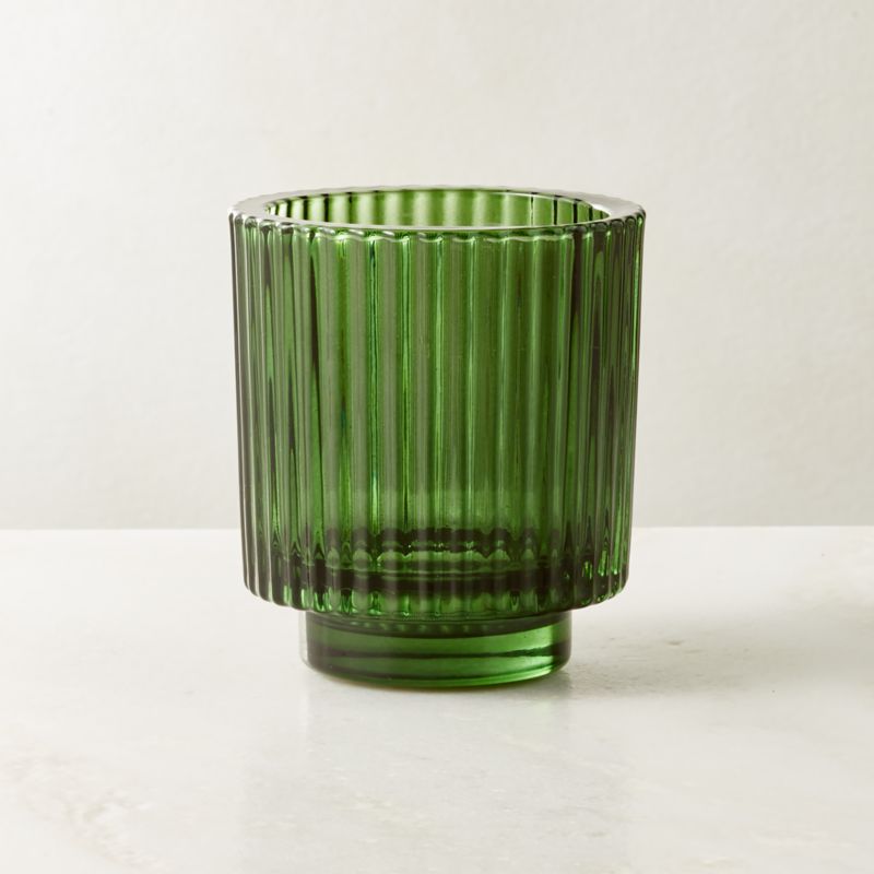 Ezra Green Glass Tealight Candle Holder - image 1 of 4