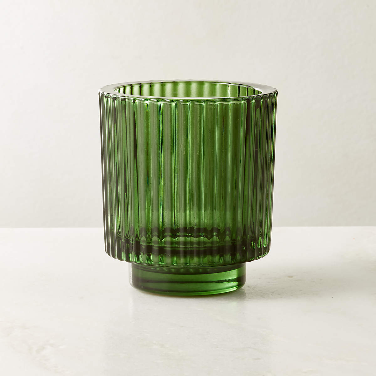 Ezra Green Glass Tealight Candle Holder + Reviews CB2