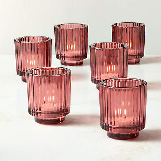 Ezra Red Glass Tealight Candle Holders Set of 6