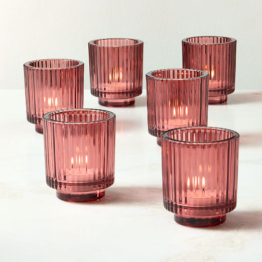 Ezra Red Glass Tealight Candle Holders Set of 6