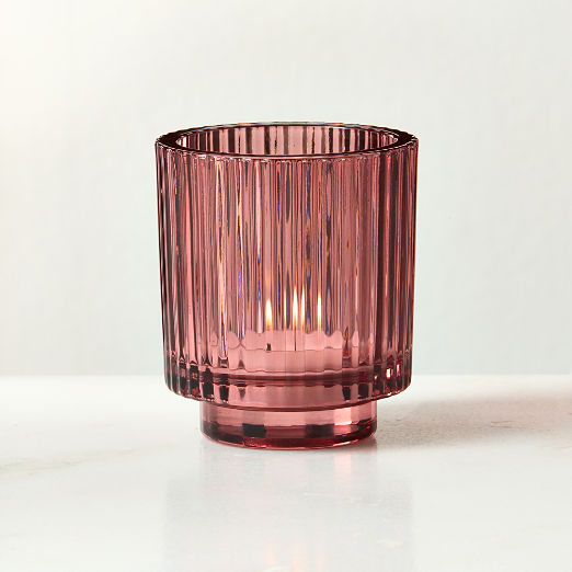 Ezra Red Glass Tealight Candle Holder
