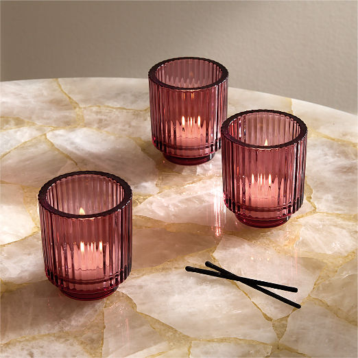 Ezra Red Glass Tealight Candle Holders Set of 6