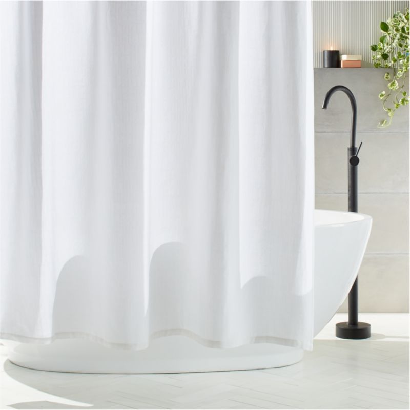 white shower curtain