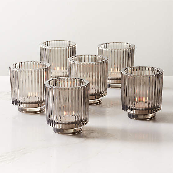 Ezra Smoke Glass Tealight Candle Holders Set of 6