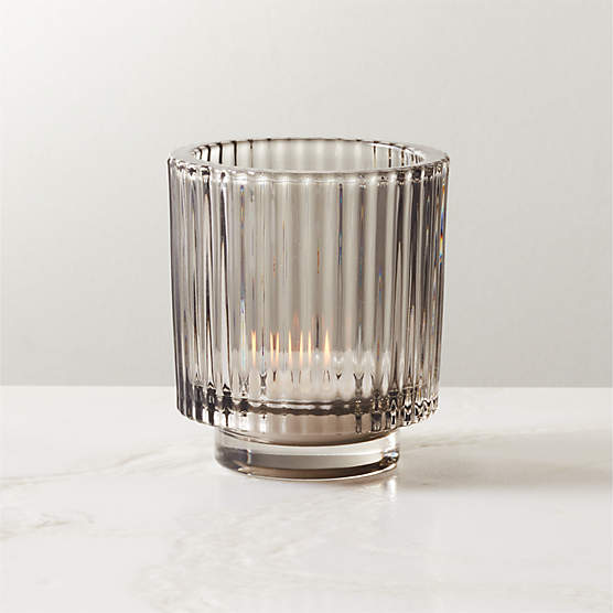 Ezra Smoke Glass Tealight Candle Holder