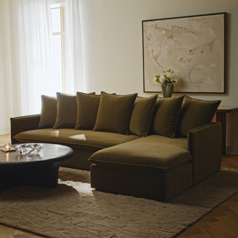 Play Corroy Scatter Back Brown Performance Velvet Right-Arm Sofa - video 1 of 1