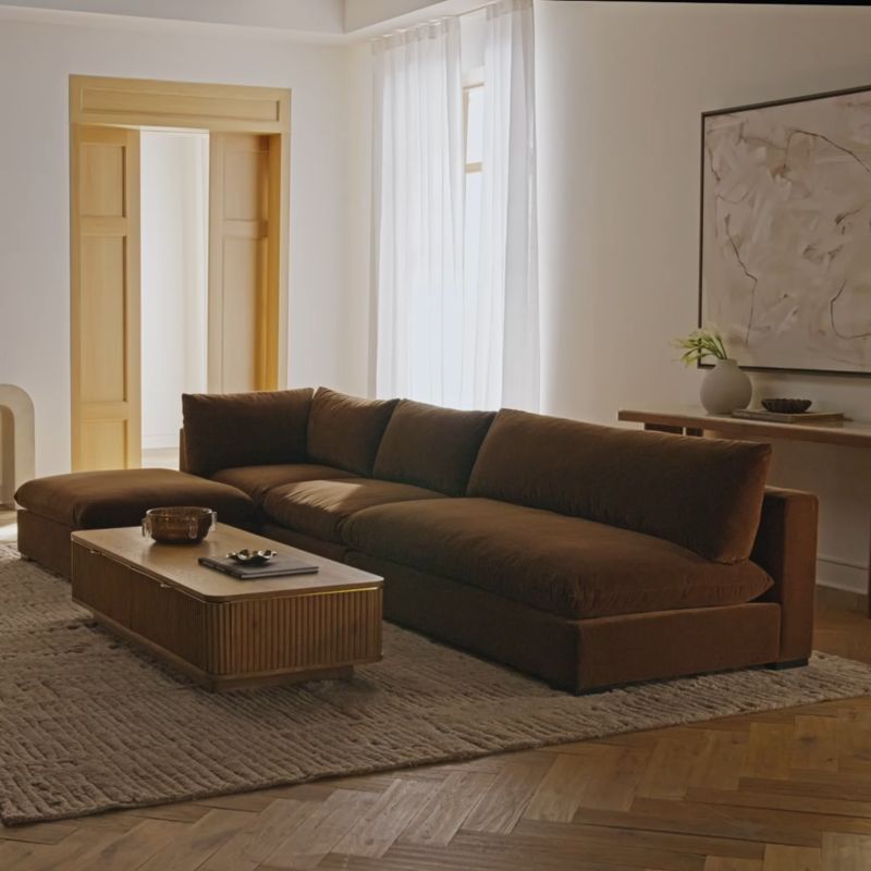 Play Deseo 2-Piece Light Brown Performance Velvet Deep Depth Sectional Sofa - video 1 of 1