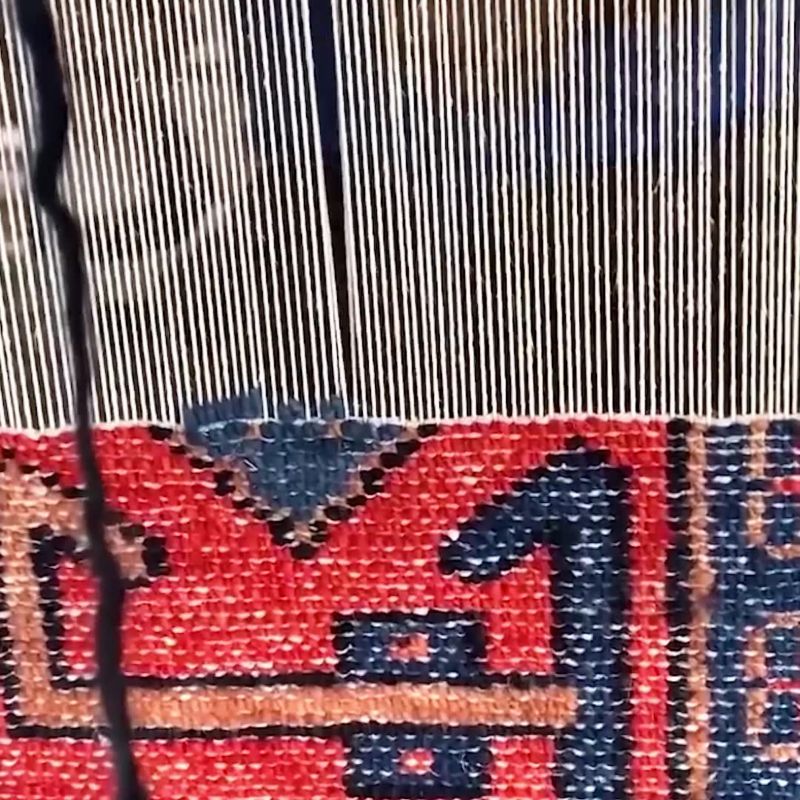 Play Eros Hand-Knotted Red and Blue Wool Rug Swatch 12"x12" - video 2 of 2