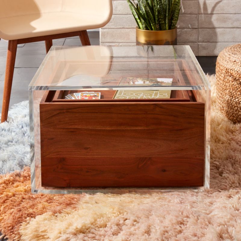 Wood Coffee Tables Cb2 Studio Acrylic Storage Table Sold Out