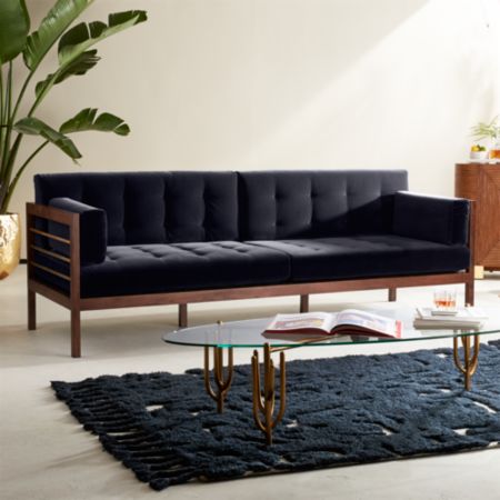 Hollywood Midnight Blue Velvet Sofa