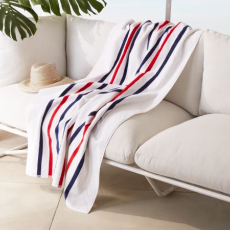 Red White Blue Stripe Beach Towel Sold Out Cb2