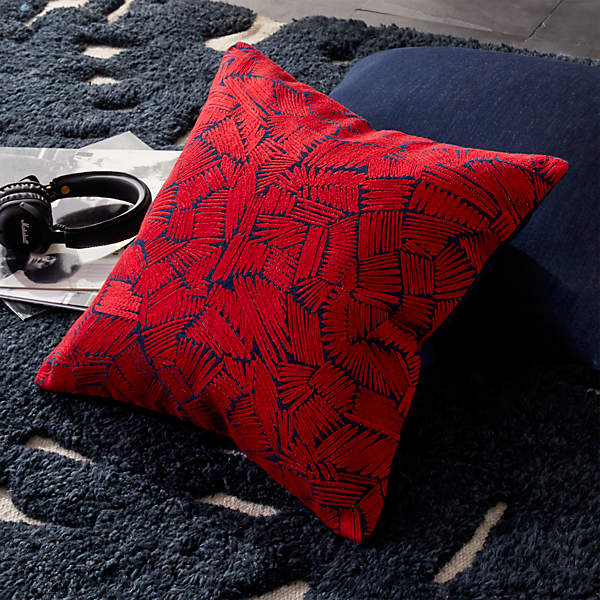 red furry pillows