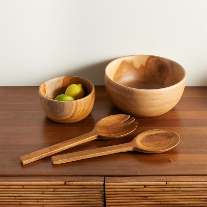 Teak Wood Bowls And Salad Servers Sold Out Cb2
