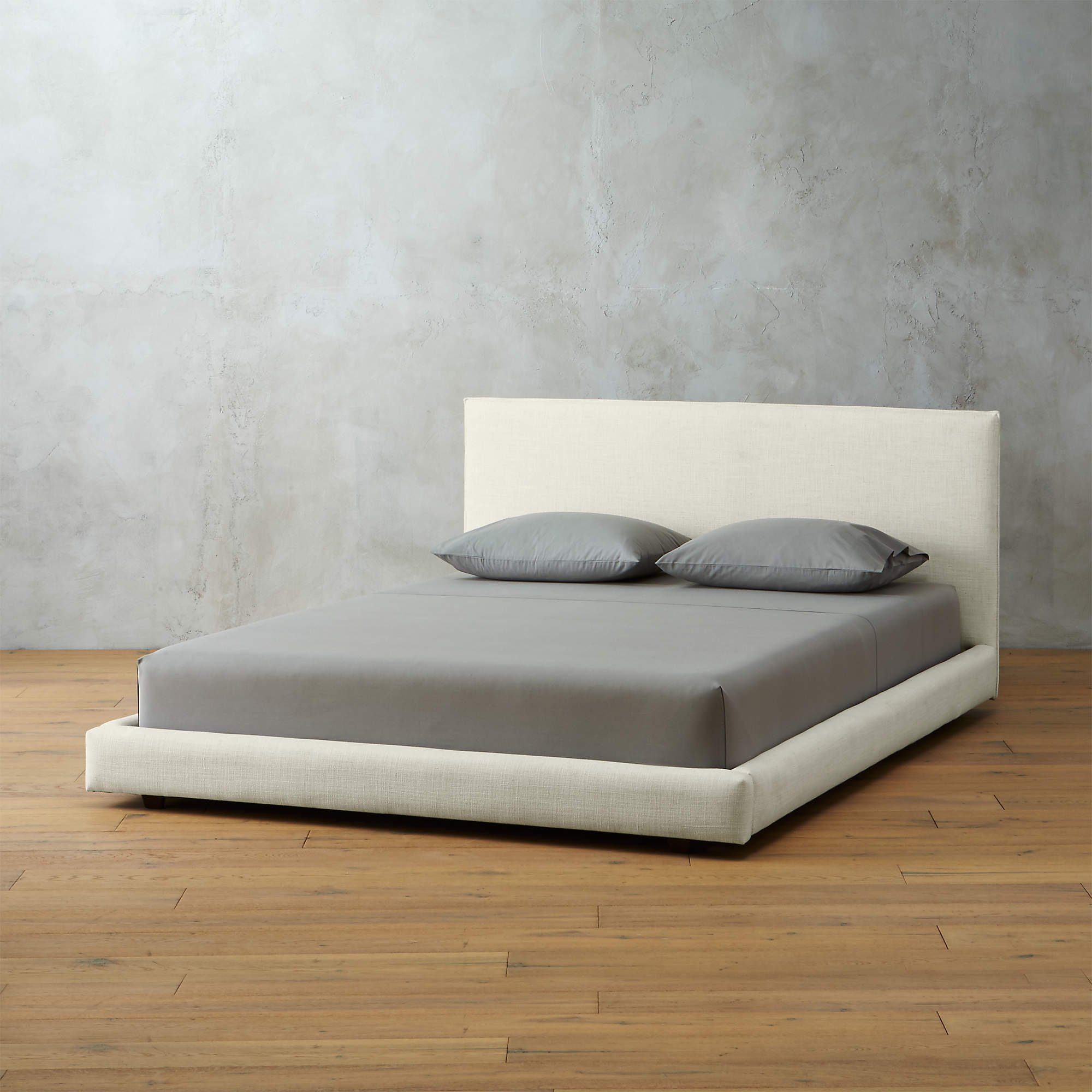 facade white upholstered bed CB2