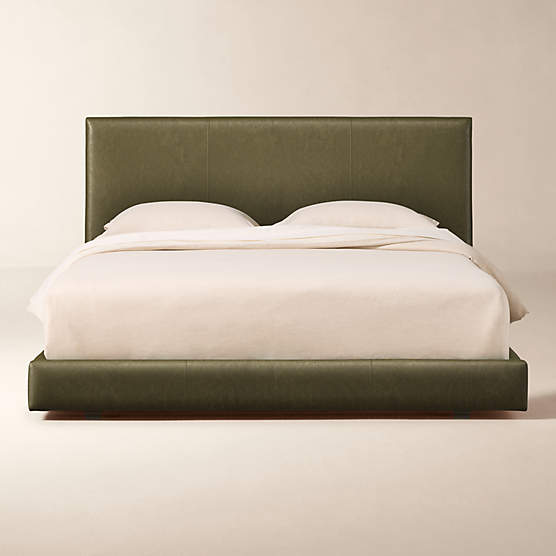 Facade Leather Upholstered Full Bed
