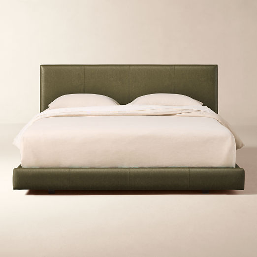 Facade Leather Upholstered Queen Bed
