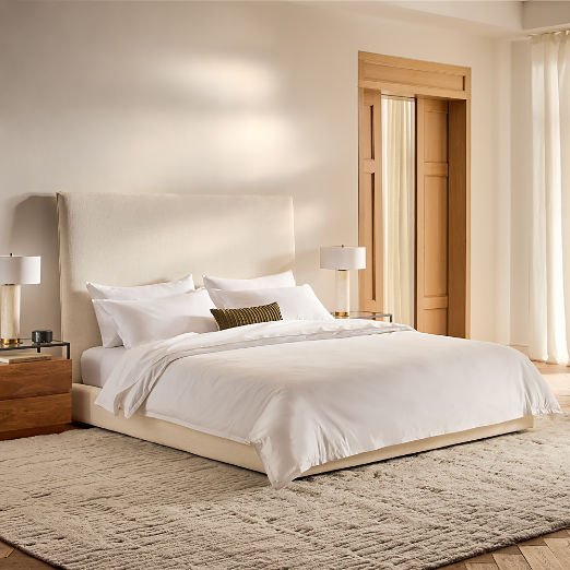 Facade Soft White Upholstered Bed