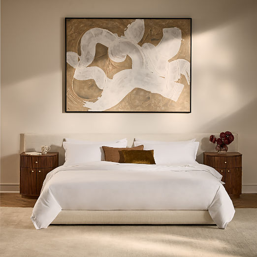 Facade Warm White Upholstered Extended Bed