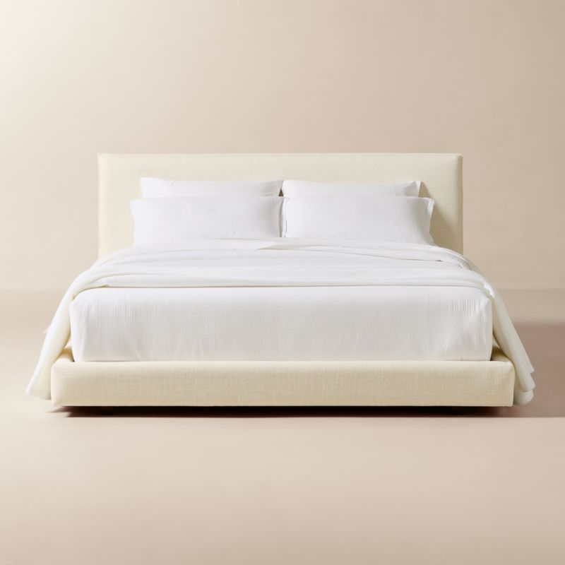View Facade Soft White Upholstered Queen Bed details