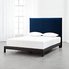 Façade Tall Navy Velvet Queen Headboard With Base Options Cb2 Façade Tall Navy Velvet Headboard Queen Metal Frame