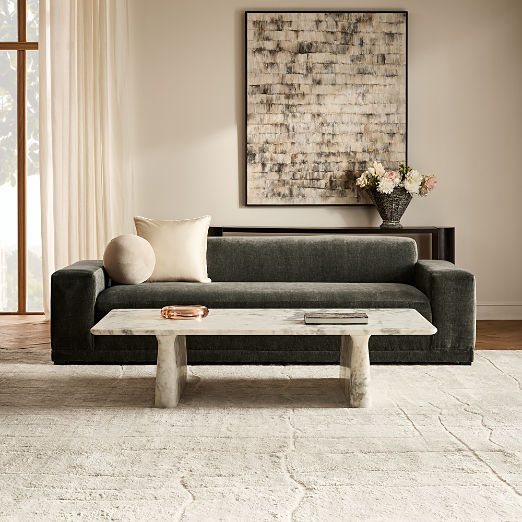 Faible 100" Grey Performance Velvet Deep Depth Sofa