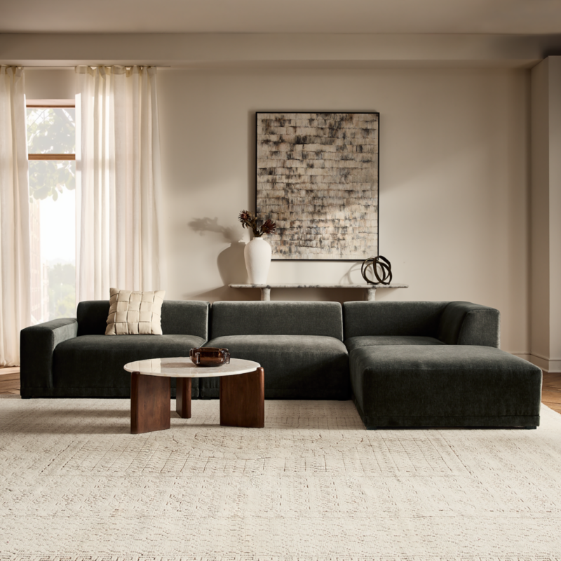 Faible 6-Piece U-Shaped Grey Performance Velvet Deep Depth Sectional Sofa with Left-Arm - image 2 of 14