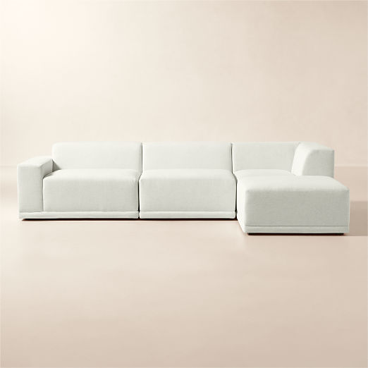 Faible 4-Piece L-Shaped White Performance Chenille Standard Depth Sectional Sofa with Left Arm
